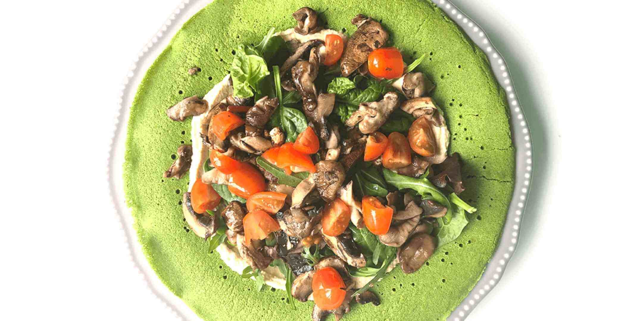 Quick and delicious spinach and mushroom buckwheat pancakes